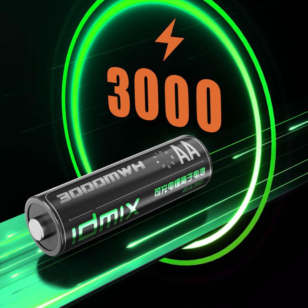 ست شارژر و باتری قلمی و نیم قلمی قابل شارژ شیائومی IDMIX مدل 2A08Pro