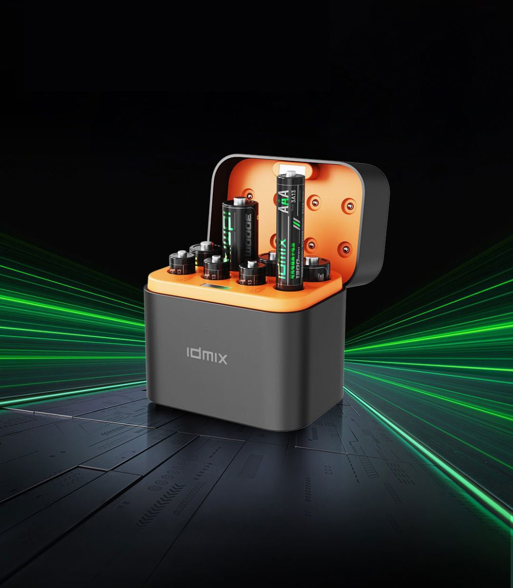 ست شارژر و باتری قلمی و نیم قلمی قابل شارژ شیائومی IDMIX مدل 2A08Pro