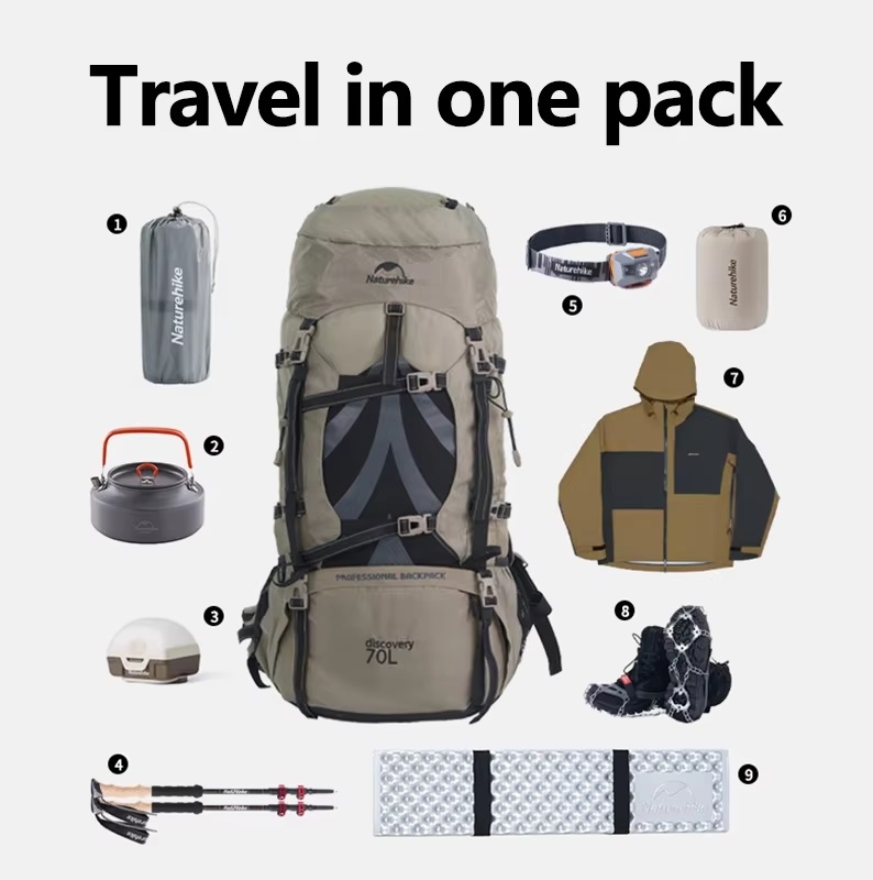 کوله پشتی 70 لیتری نیچرهایک Naturehike مدل NH70B070-B 5 Naturehike 70 liter backpack model NH70B070 B 6