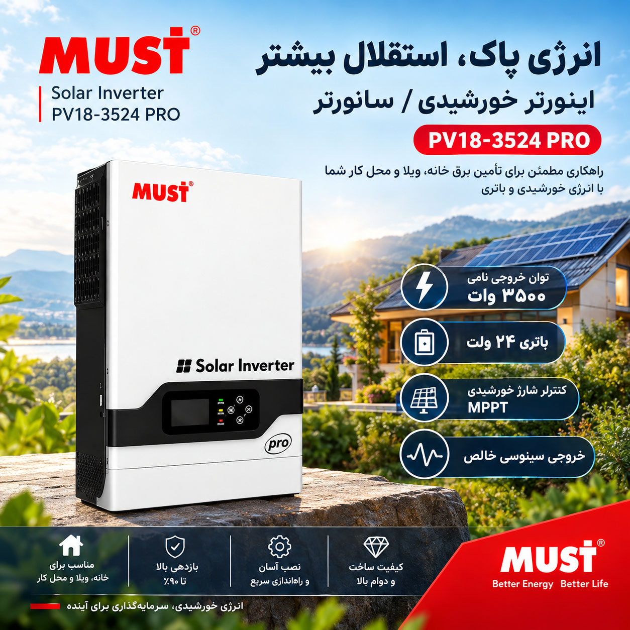اینورتر (سانورتر) PRO ماستMUST مدل PV18-3524